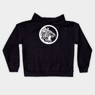 White Circle Tiger Head Kids Hoodie